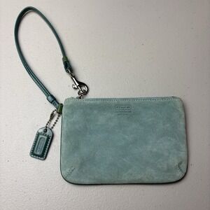Coach Light Blue Suede Wristlet